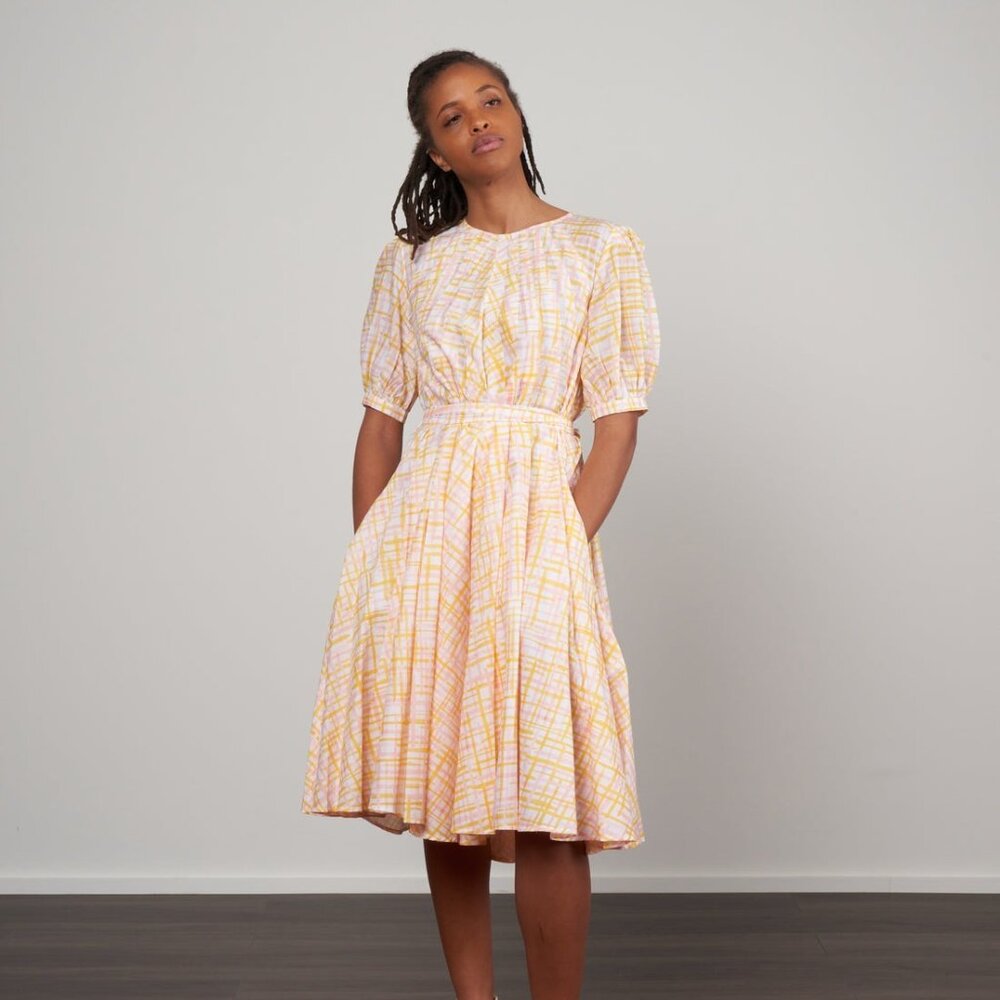 Merlette Wolkers Dress in Marigold Crosshatch Size Medium NWT